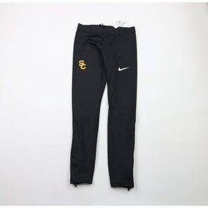 New Nike Sample Womens Medium USC Trojans Spell Out Zip Cuff Spandex Pants Black